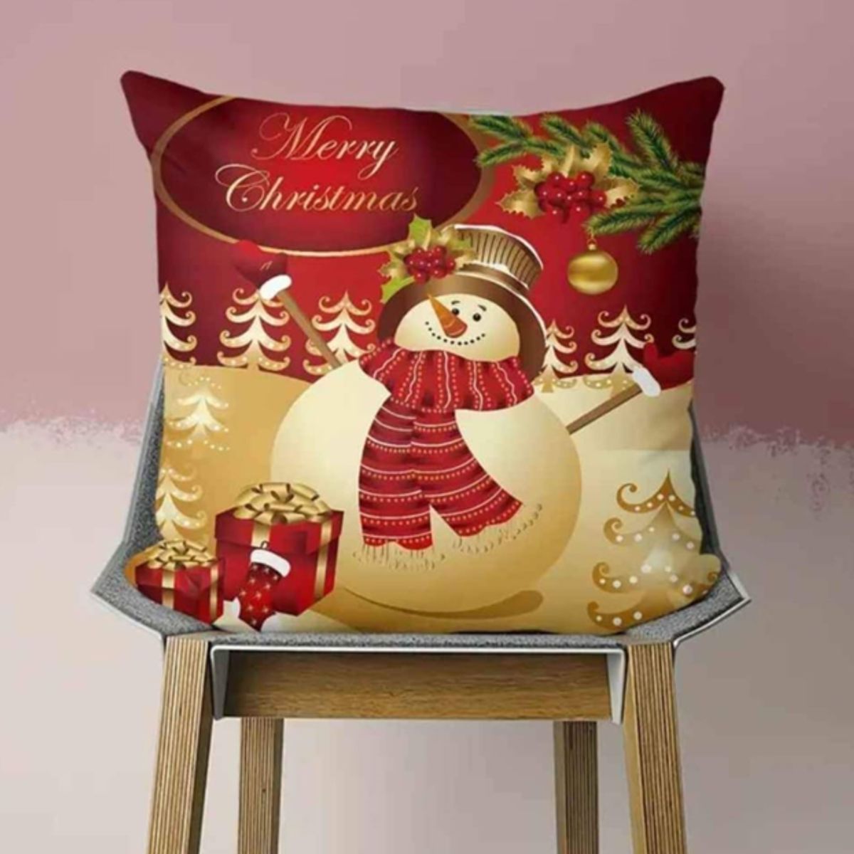 GENERICO - Funda Cojin Navideño diseño Muñeco de Nieve