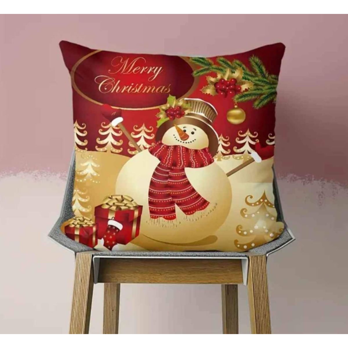 GENERICO - Funda Cojin Navideño diseño Muñeco de Nieve