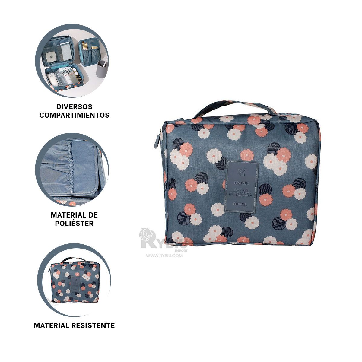 GENERICO - Organizador de Cosmeticos Azul Acero Y+Stickers