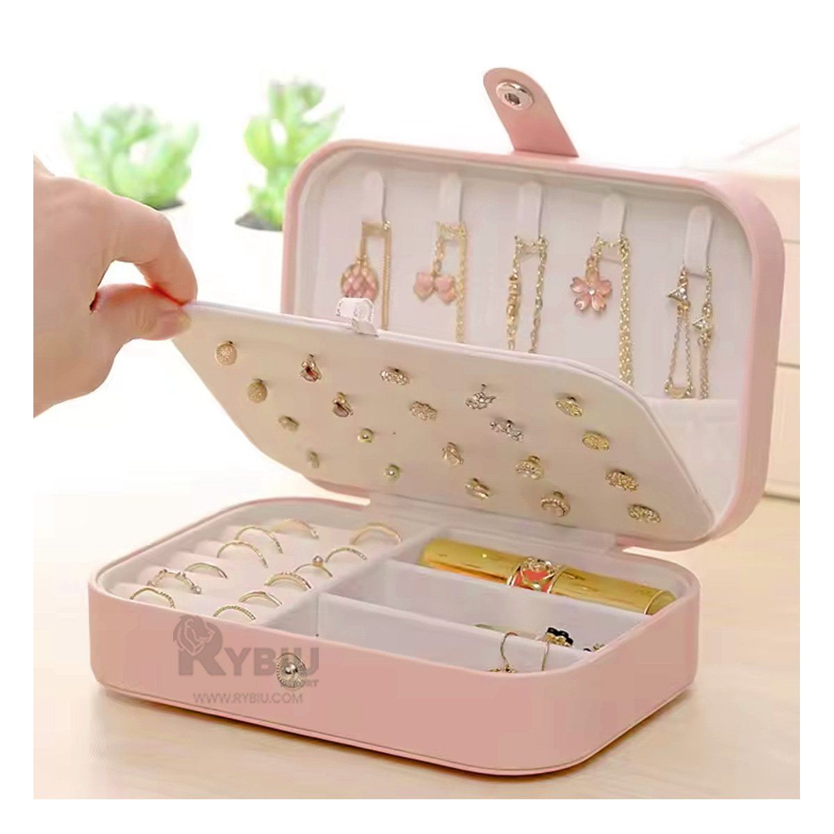 GENERICO - Joyero Organizador Moderno de Color Rosado Bebe