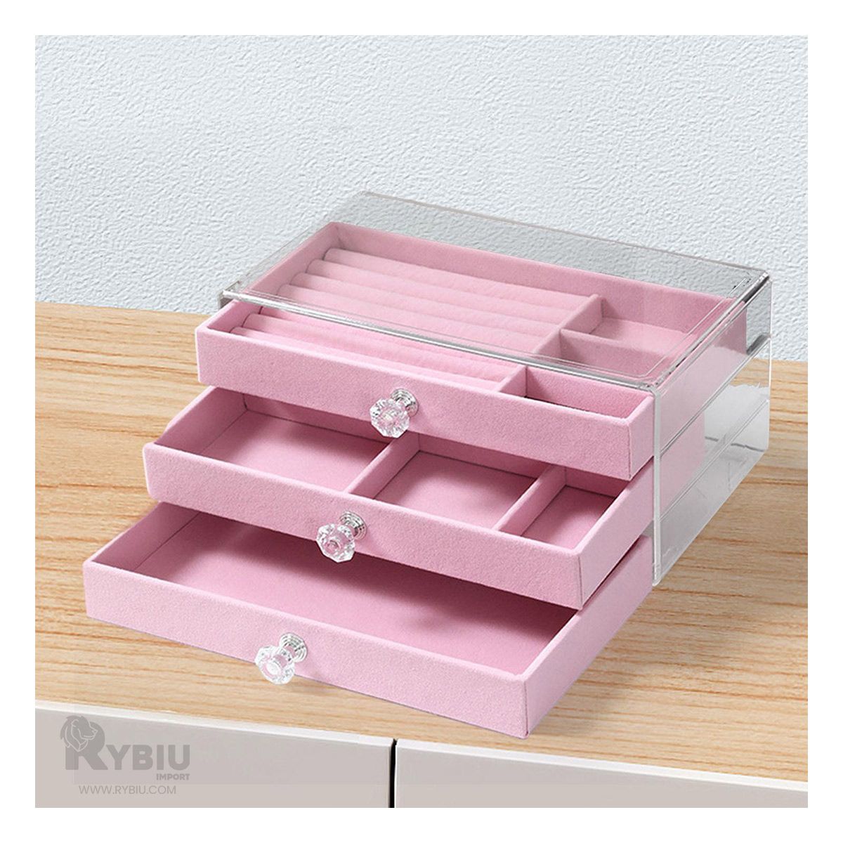 GENERICO - Joyero Multifuncional con Diseño Moderno Rosado Y+Stickers