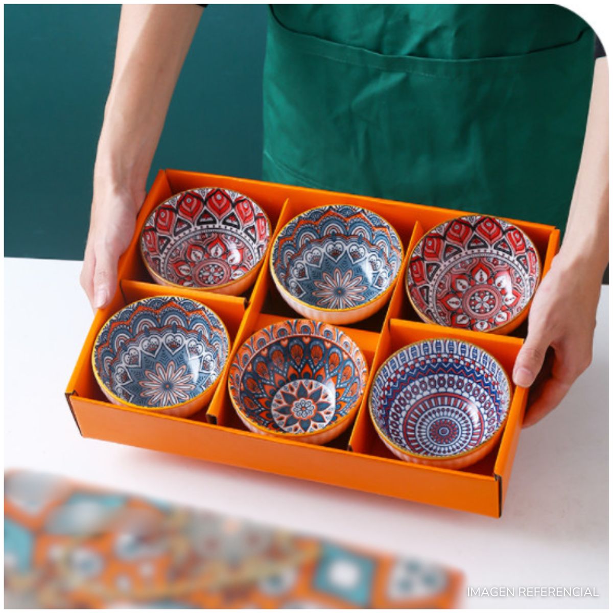 INSPIRA MARKET - Juego de vajillas ceramica cuenco de arroz japones Mandala