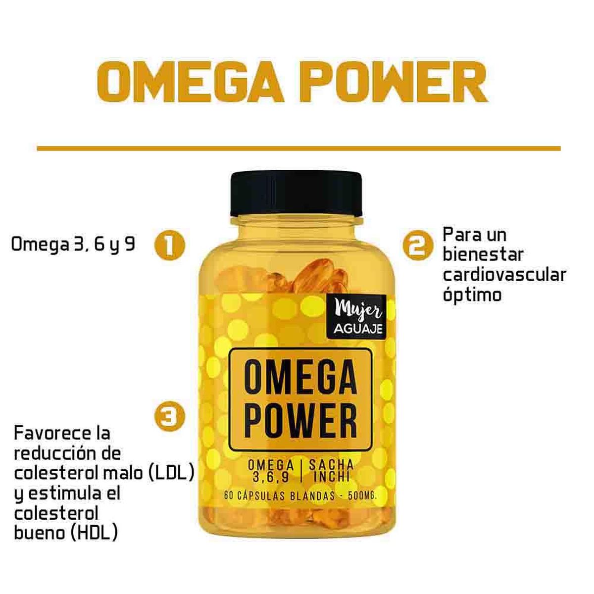 MUJER AGUAJE - Omega Power 60 Cápsulas Blandas Mujer Aguaje - Pack x 6