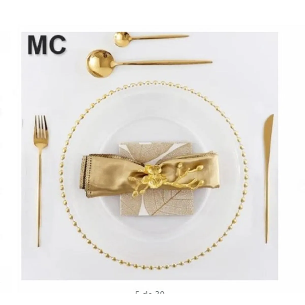 GENERICO - PLATO DE SITIO DE VIDRIO CON BORDES DORADOS PREMIUM