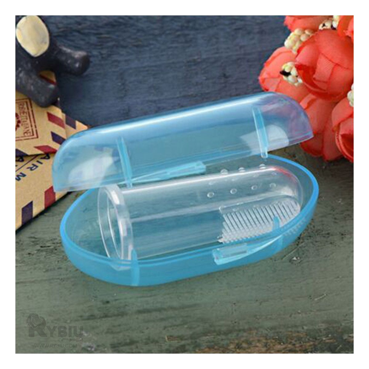 GENERICO - Cepillo de Dientes Dedal Infantil de Color Azul