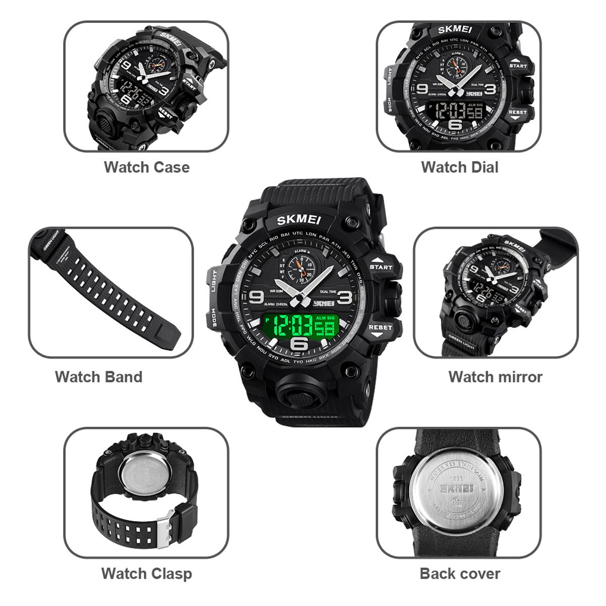 SKMEI - Reloj Skmei 1586 Negro Correa Silicona