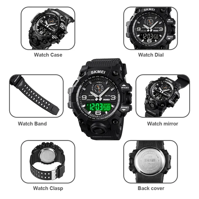 SKMEI - Reloj Skmei 1586 Negro Correa Silicona