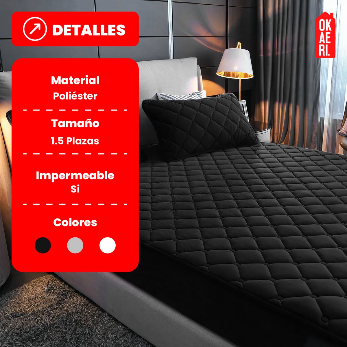 GENERICO - CUBRECOLCHÓN, PROTECTOR 1,5 PLAZAS IMPERMEABLE - Blanco - 1,5