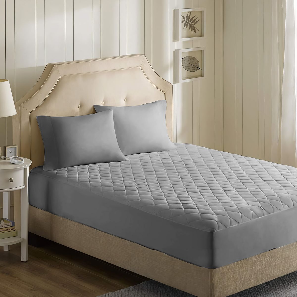 GENERICO - CUBRECOLCHÓN, PROTECTOR 1,5 PLAZAS IMPERMEABLE - Gris - 1,5