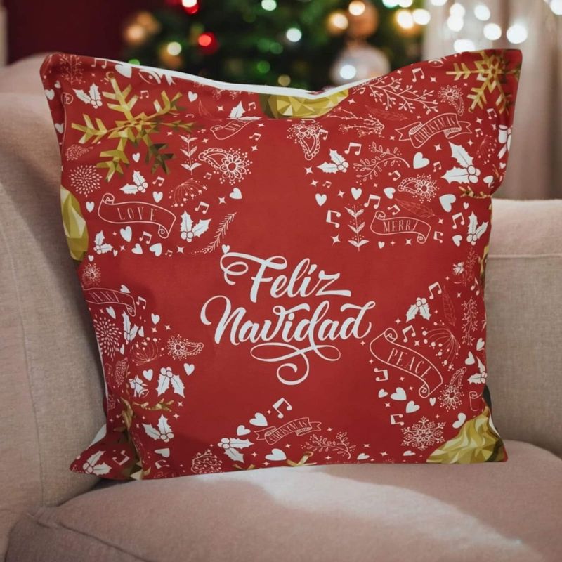 GENERICO - Funda Cojin Navideño Color Rojo