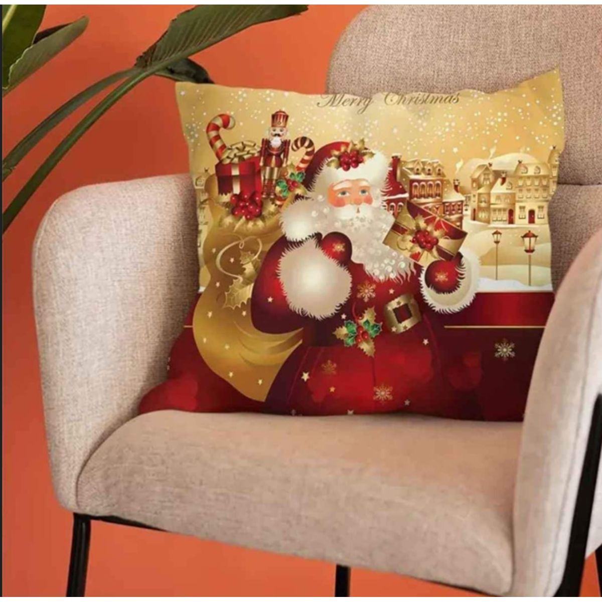 GENERICO - Funda Cojin Navideño diseño Papa Noel