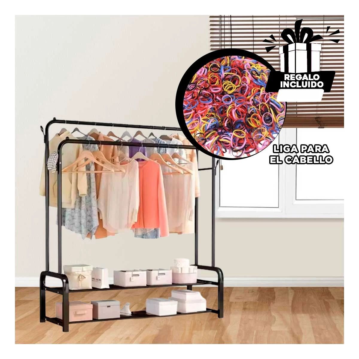 GENERICO - Soporte con 2 Niveles Inferiores en Negro Y+Ligas de Regalo