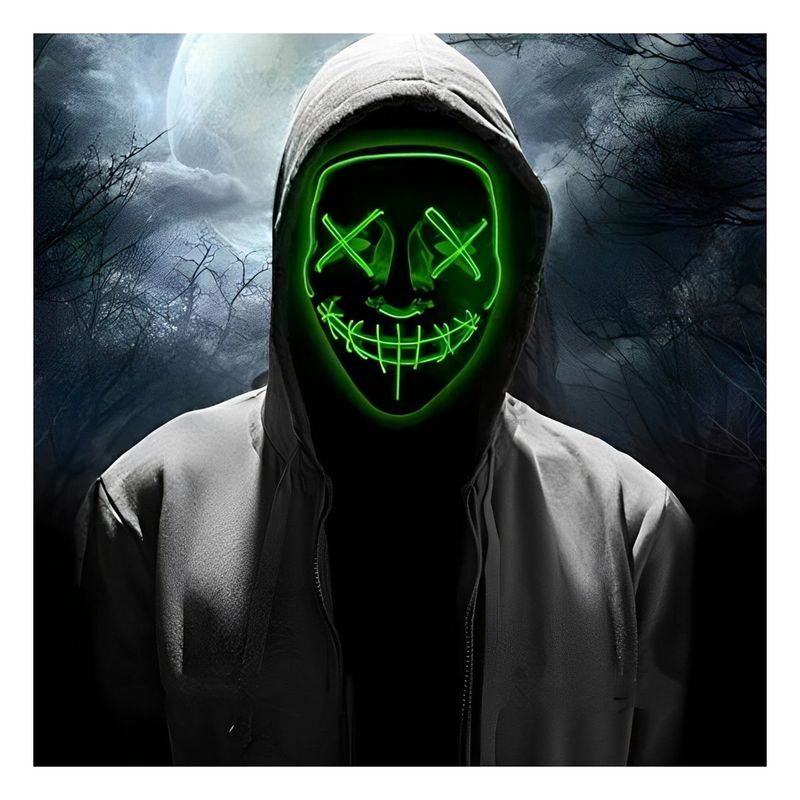 GENERICO - Mascara Purga con Luces Led Neon Halloween en Verde