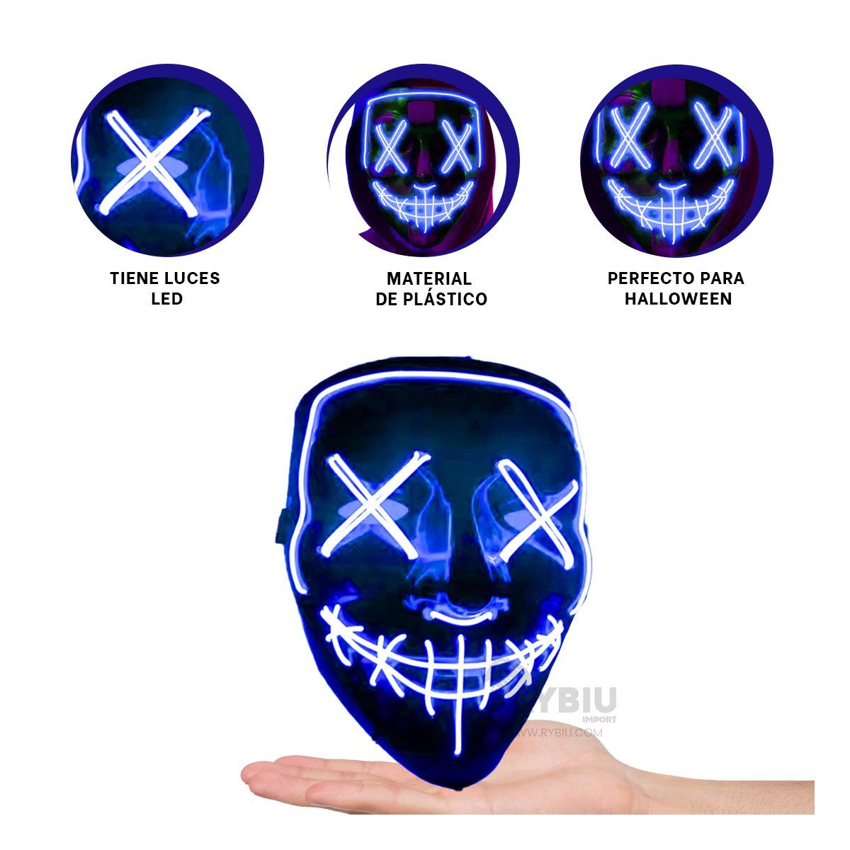 GENERICO - Antifaz para Hallowen en Color Azul Y+Envoltorio de Regalo