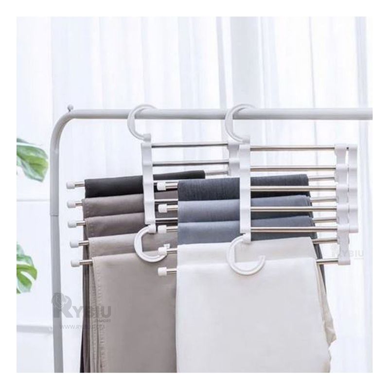 RYBIU IMPORT - Colgador Ideal para Pantalones en Blanco Y+Ligas de Regalo