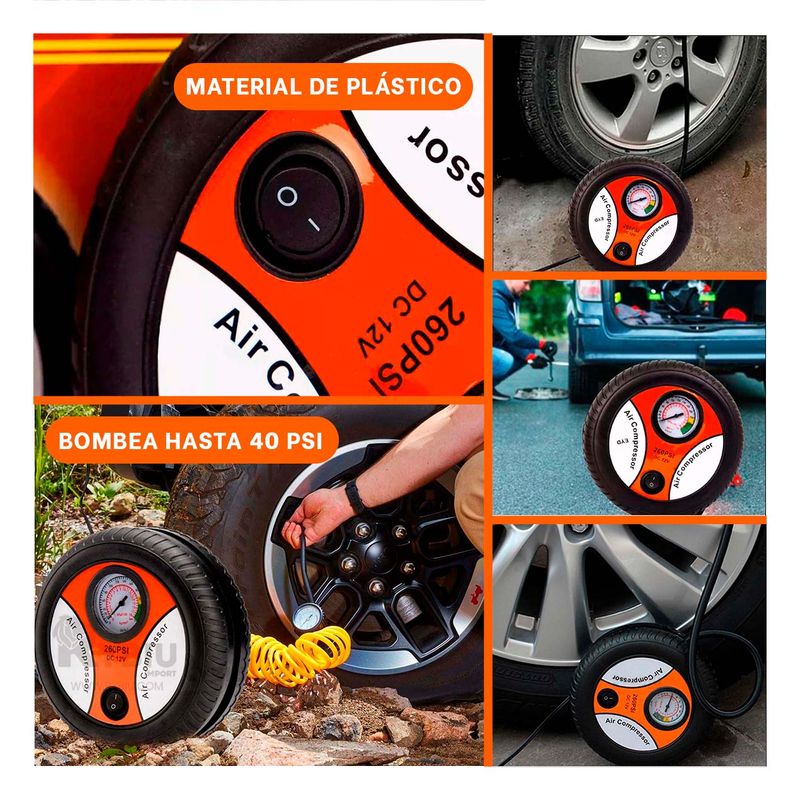 GENERICO - Compresor Portatil para Uso Negro DC12V Y+Papel de Regalo