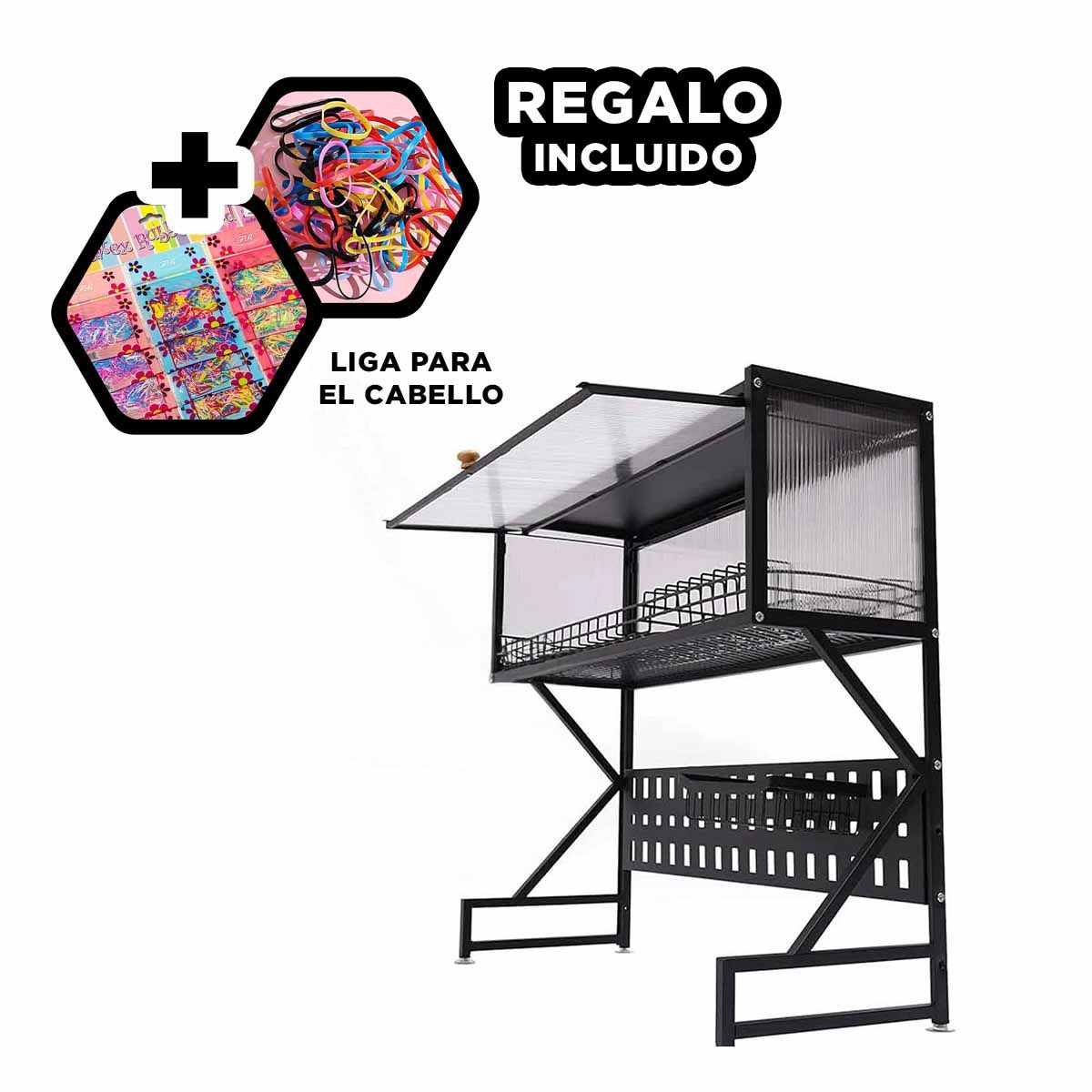 GENERICO - Escurridero Util para Lavadero en Negro Y+Ligas de Regalo