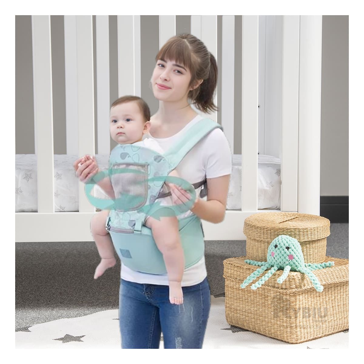 GENERICO - Canguro para Bebe 3 en 1 Estilo Ballenita de Color Verde