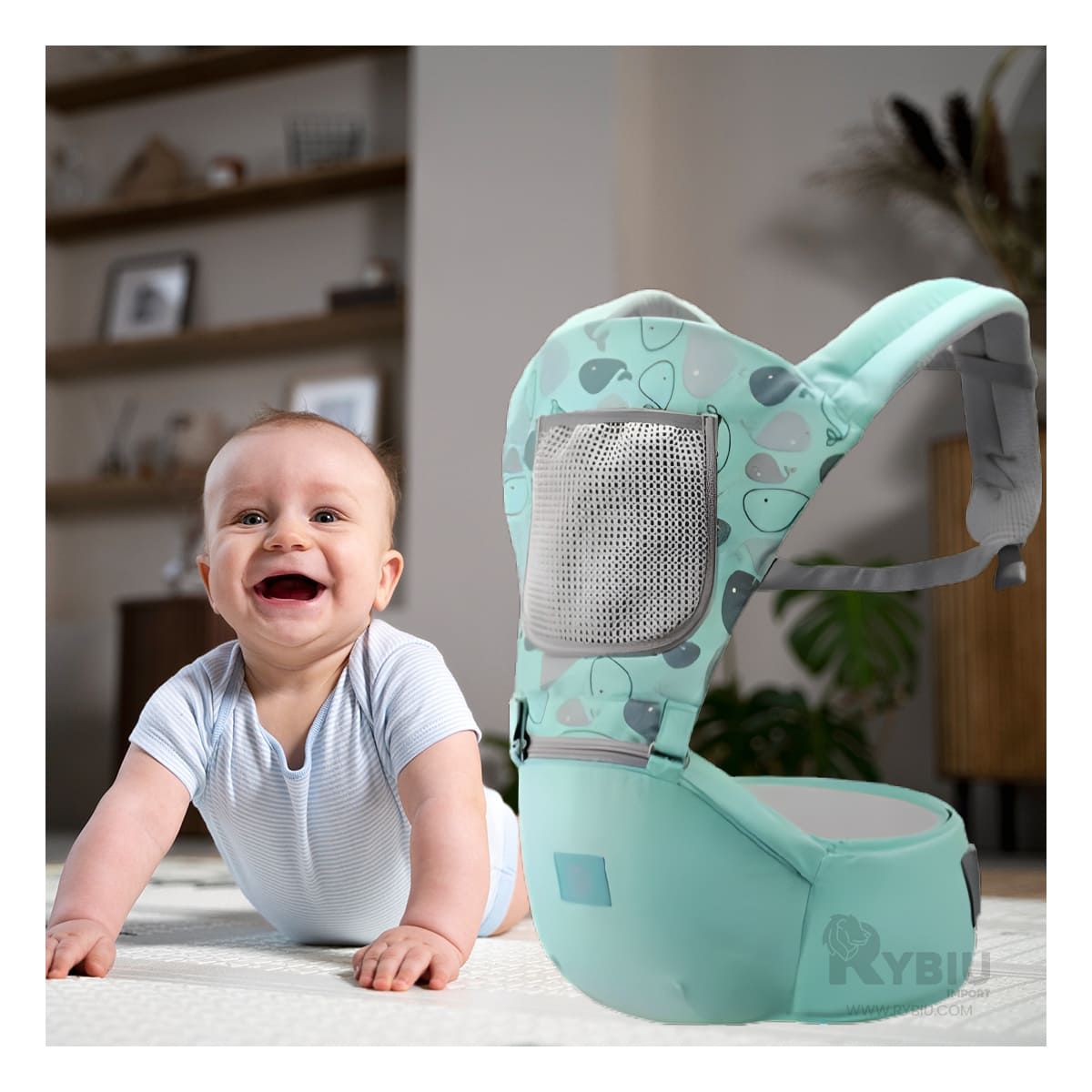 GENERICO - Morral Practica de Ballena Verde Y+Regalo Ligas para Peinar