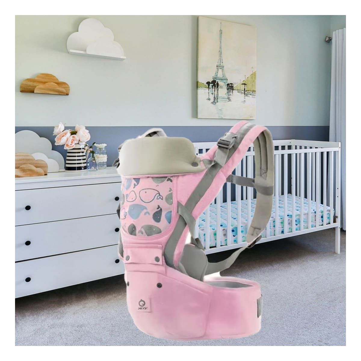 GENERICO - Canguro para Bebe 3 en 1 Estilo Ballenita de Color Rosado