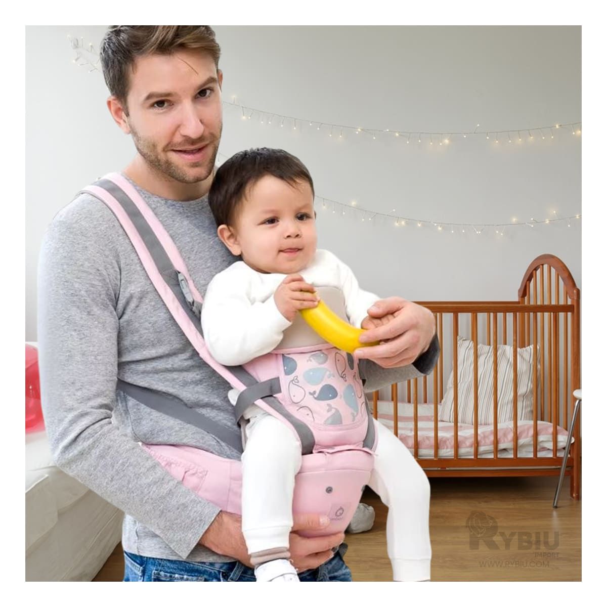 GENERICO - Morral Tierno de Ballenita Rosado Y+Banderitas Adhesivas