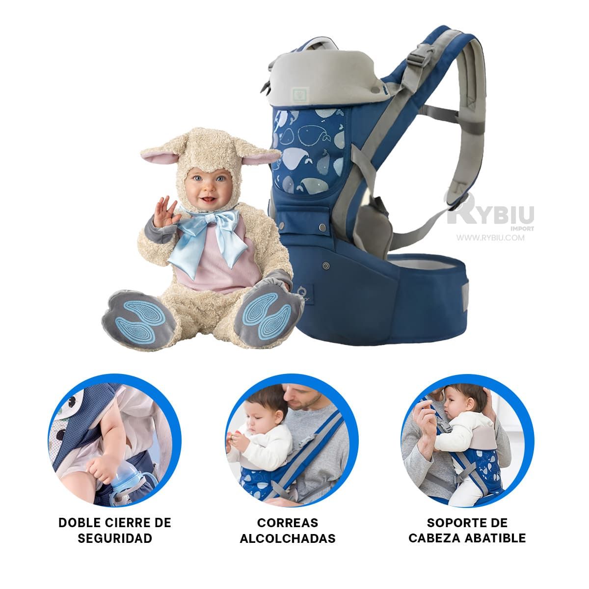 GENERICO - Mochila Modal para Bebe Ballenita Azul Y+Regalo Agendita