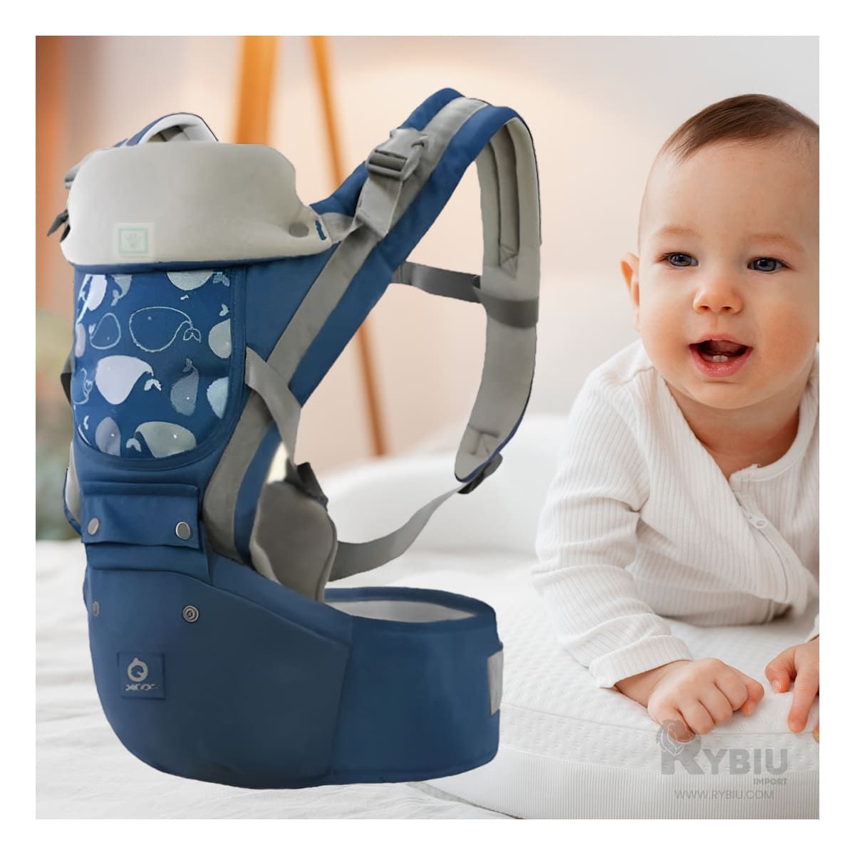 GENERICO - Mochila Modal para Bebe Ballenita Azul Y+Regalo Agendita