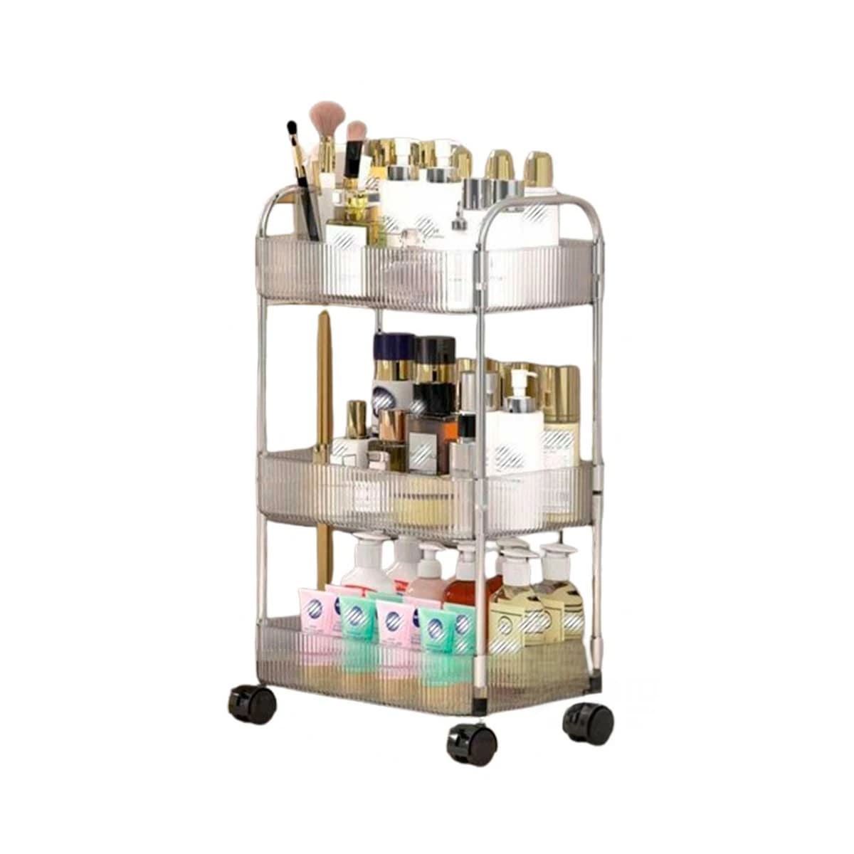 GENERICO - Carrito Transparente Organizador con Asas de 3 Niveles