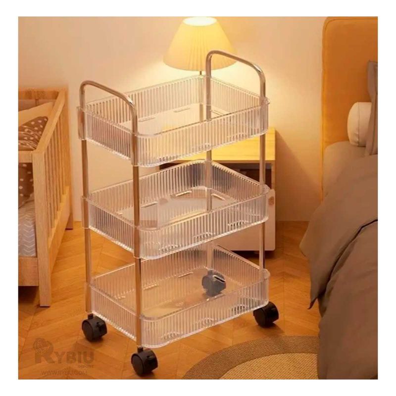 GENERICO - Carrito Multiuso Transparente de 3 Niveles Y+Papel de Regalo