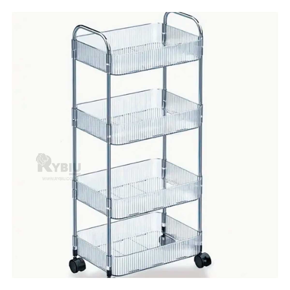 GENERICO - Carrito con Asas Transparente de 4 Niveles Y+Regalo Agendita