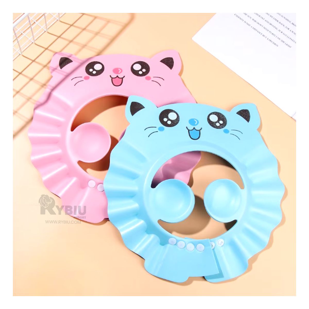 GENERICO - Corona Gorro Ajustable para Ducha en Forma de Gato Rosado