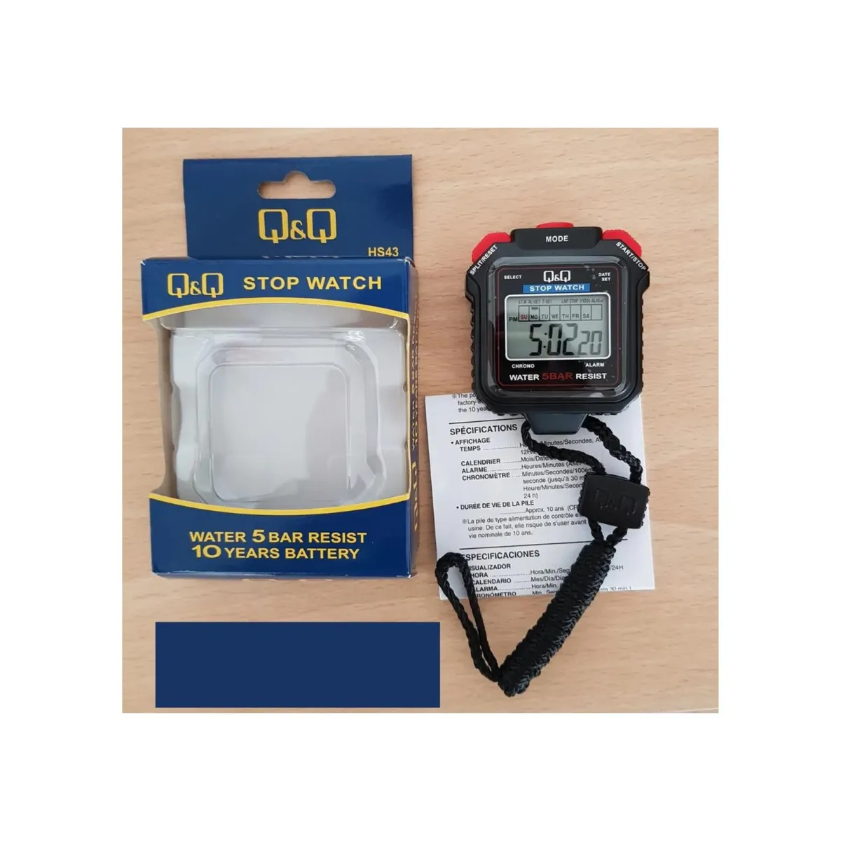Q&Q - Cronómetro Q&Q HS43 Fechador Alarma Rango Hasta 24 HRS NEGRO