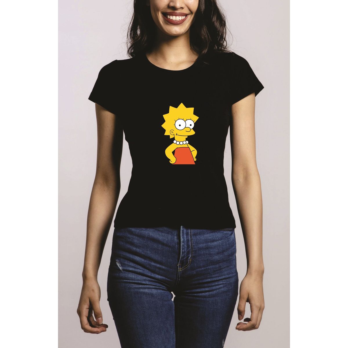 GENERICO - Polo Mujer Manga Corta Lisa Simpson - Nathalie Love It - Negro