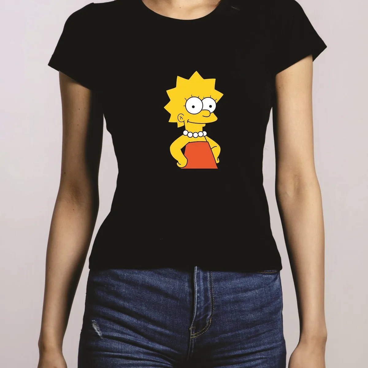 GENERICO - Polo Mujer Manga Corta Lisa Simpson - Nathalie Love It - Negro