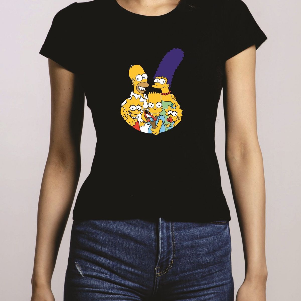 GENERICO - Polo Mujer Manga Corta Simpson - Nathalie Love It - Negro