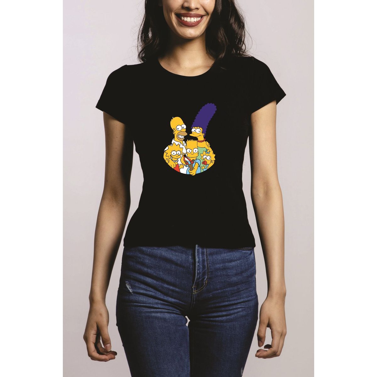 GENERICO - Polo Mujer Manga Corta Simpson - Nathalie Love It - Negro