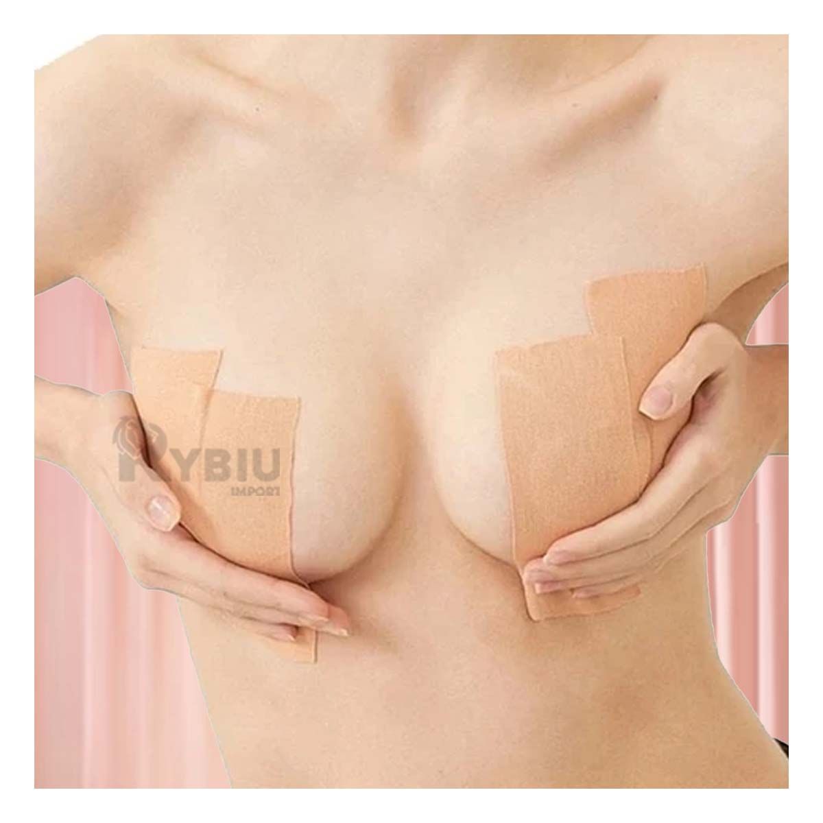 RYBIU IMPORT - Boob Tape Indoloro al Retirar en Color Nude Y+Gift Stickers