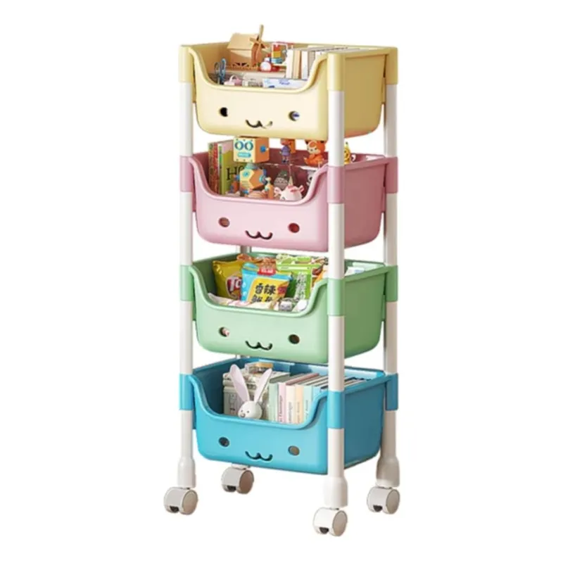 GENERICO - Organizador Estante Multifuncion Kawai Niños de 4 Niveles con Ruedas