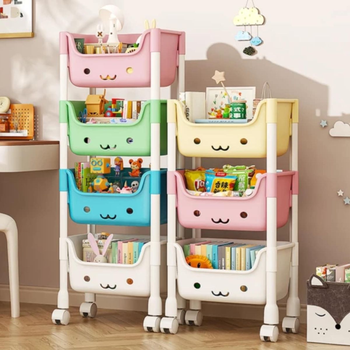 GENERICO - Estante Organizador Multifuncion Kawai Niños Niñas de 4 Niveles