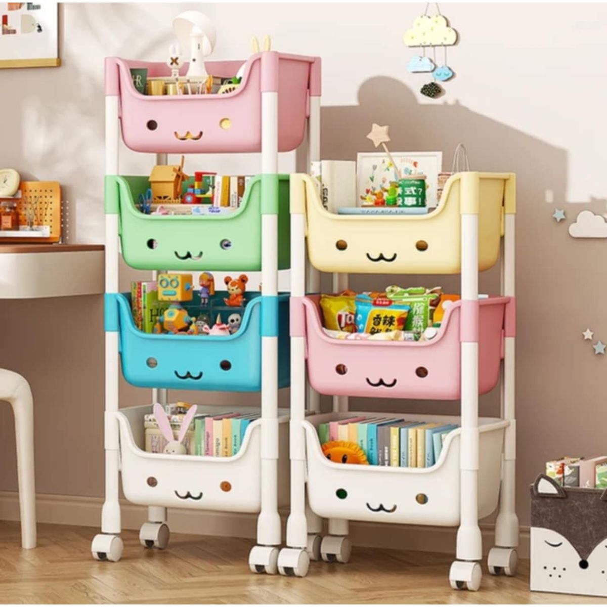 GENERICO - Estante Organizador Multifuncion Kawai Niños Niñas de 4 Niveles