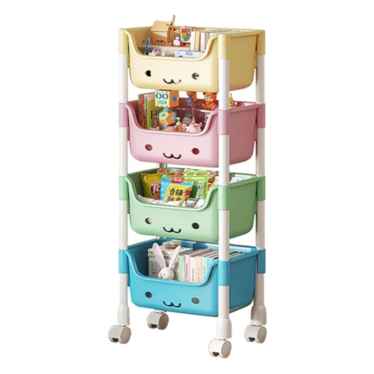 GENERICO - Estante Organizador Multifuncion Kawai Niños Niñas de 4 Niveles Nuevo