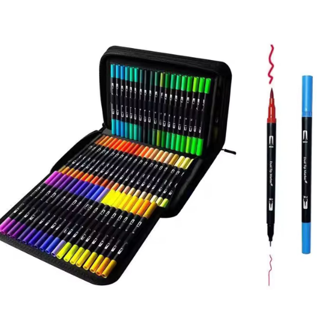 GENERICO - Plumones Dual Brush 120 Piezas Punta Pincel y Punta Fina