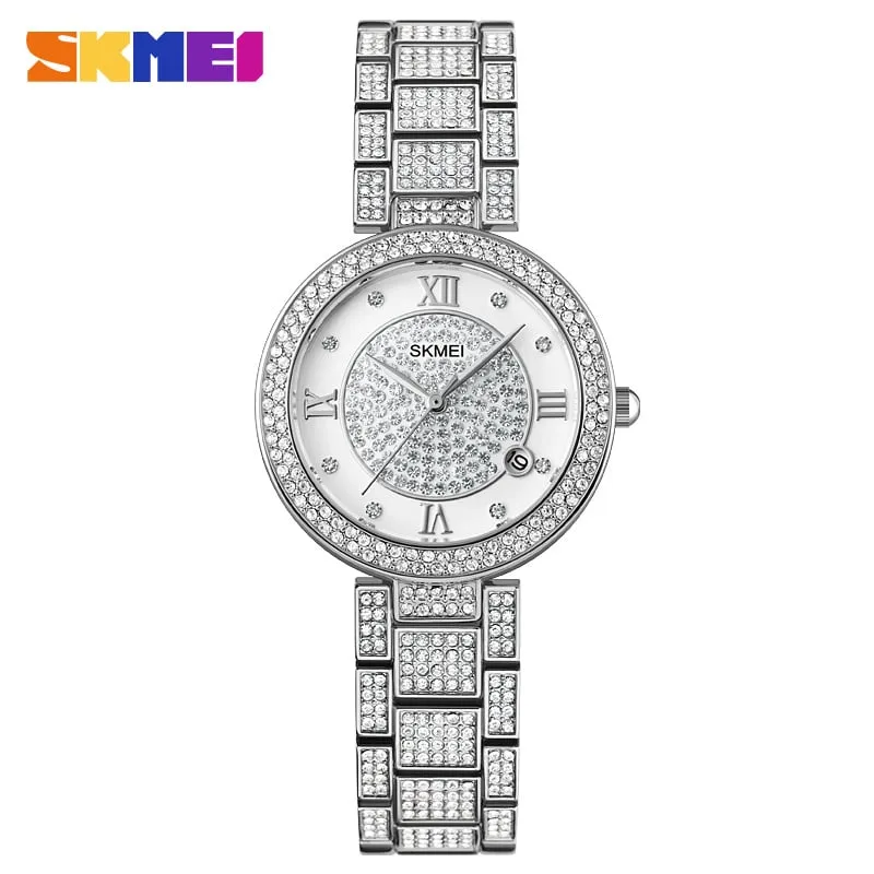 SKMEI - RELOJ SKMEI 1739 DIAMOND NUMEROS ROMANOS PLATEADO CORREA ACERO