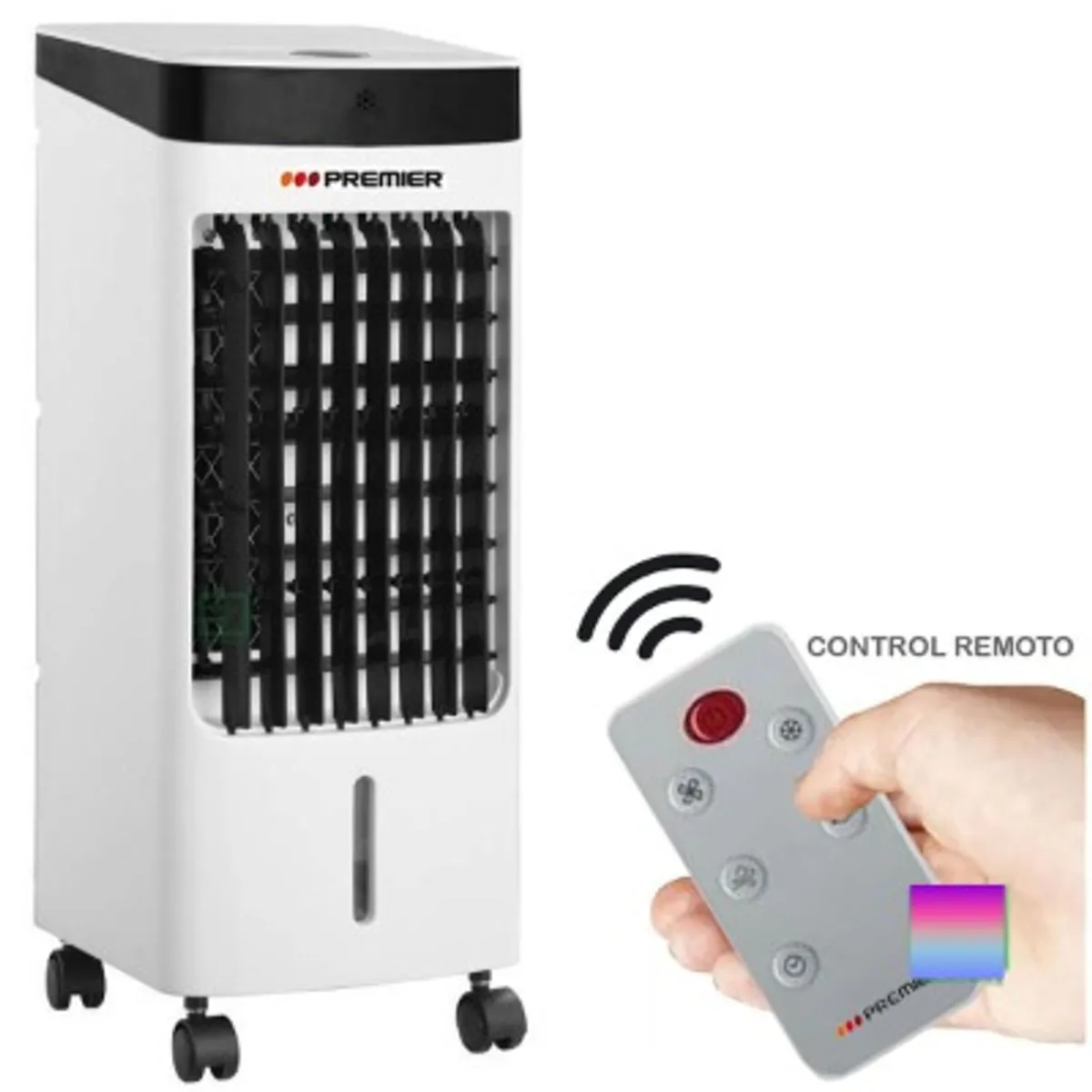 PREMIER - ENFRIADOR DE AIRE PORTATIL 3EN1 ENFRIA VENTILA Y DESHUMIFICA