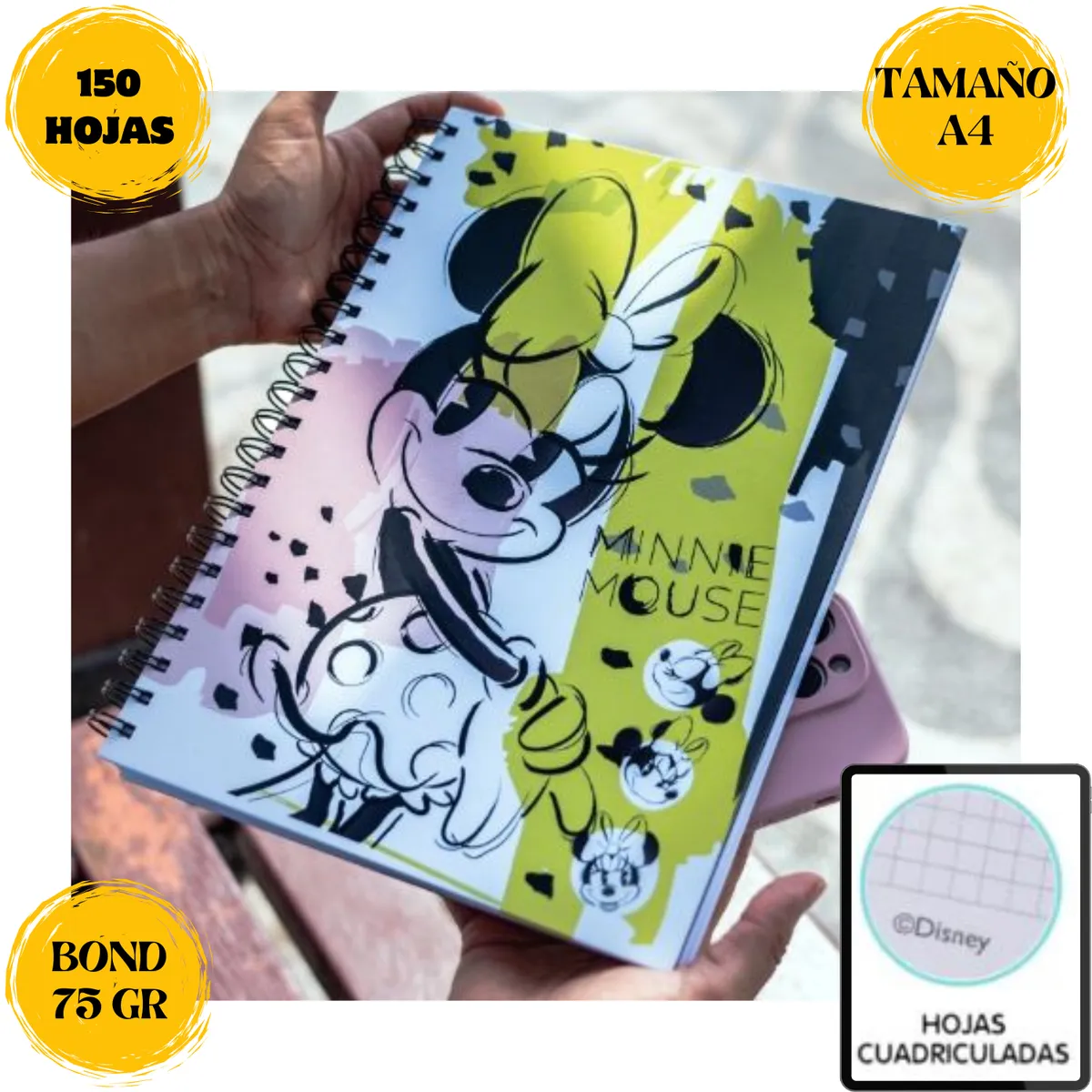 ROMAX - Cuaderno anillado de 150 hojas Disney MINNIE MOUSE