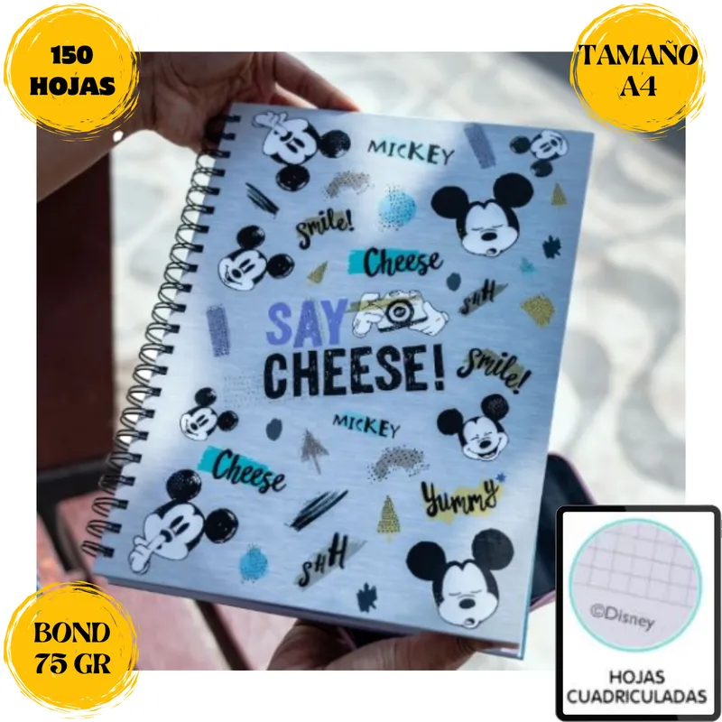 ROMAX - Cuaderno anillado de 150 hojas Disney Mickey Mouse