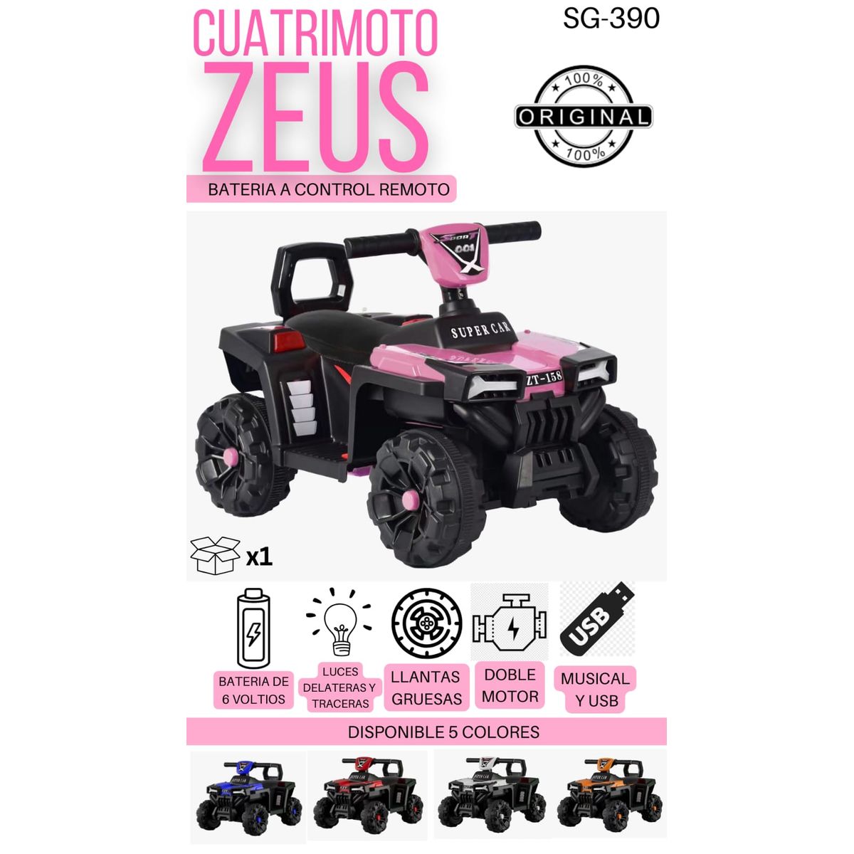 GENERICO - CARRITO A BATERÍA CON CONTROL REMOTO