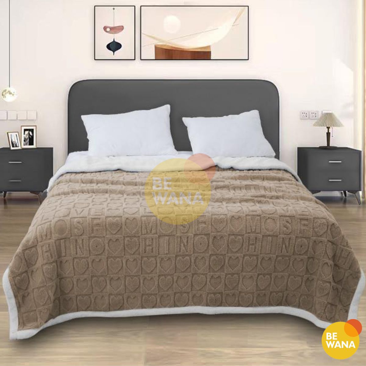 CASATEX - Manta Antialérgica SHERPA HEART 3D 2PLAZAS Brown