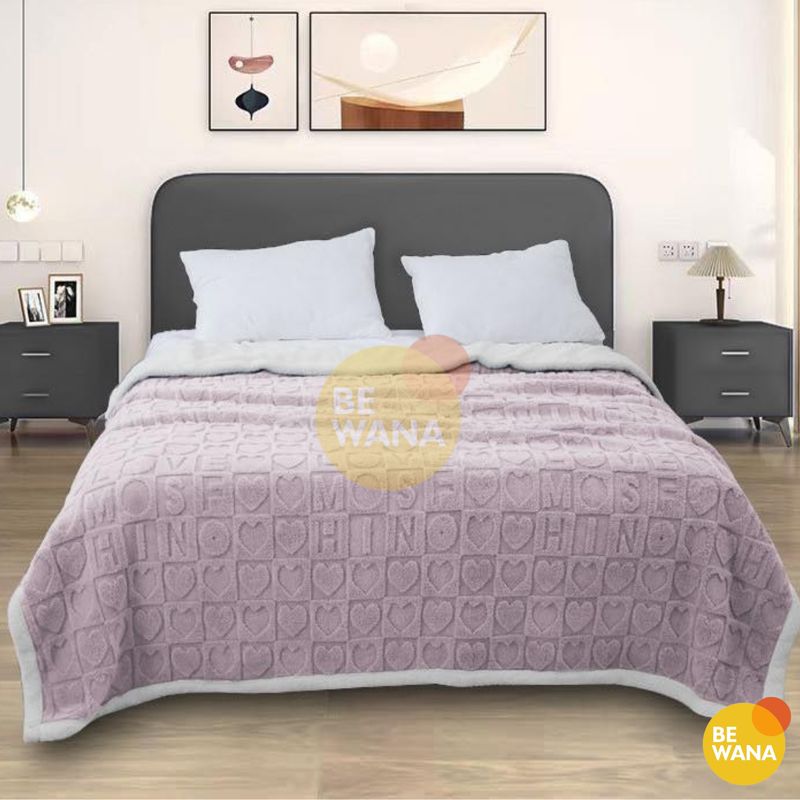 CASATEX - Manta Antialérgica SHERPA HEART 3D 2PLAZAS Lilac