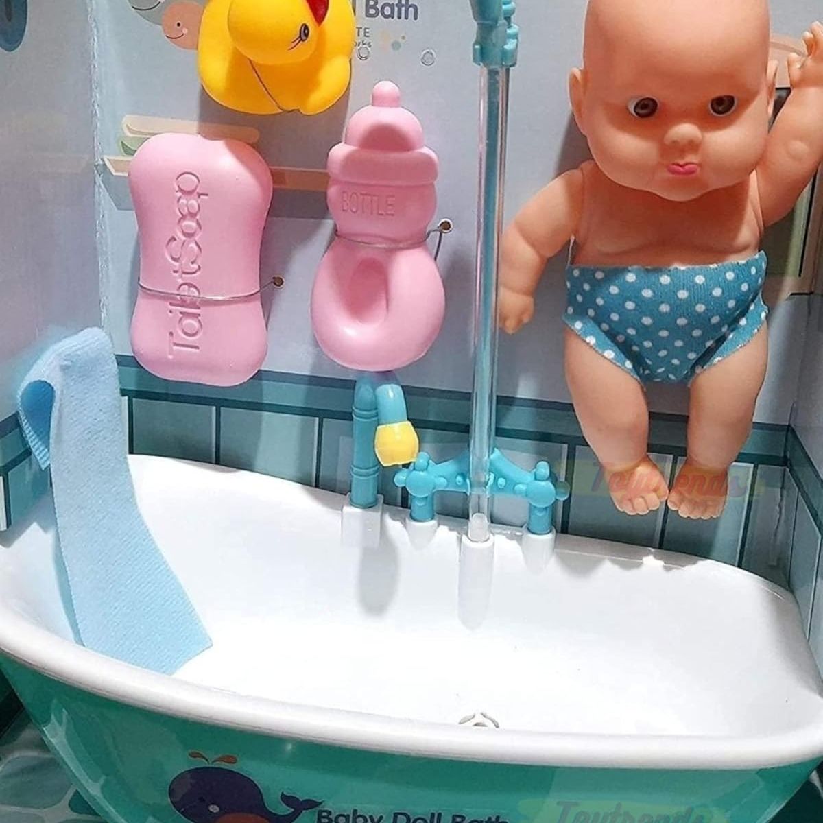 GENERICO - MUÑECA BEBE CON BAÑERA Y DUCHA REAL FUNCIONAL